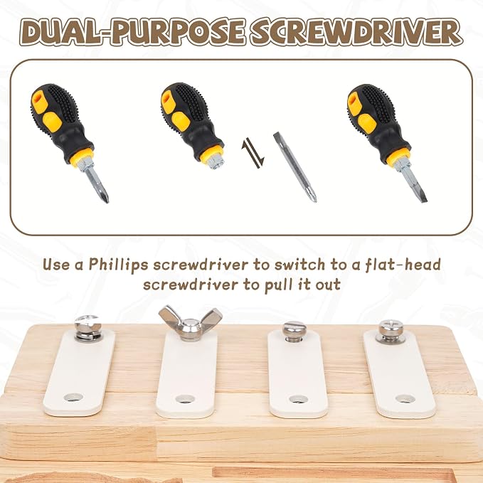 Busy Board,Montessori Screwdriver Board for Kids,Montessori Fine Motor Skills Toy, Screwd Tool Set, Sensory Toy for Toddlers,Educational Activity Set for Educational Preschool Gift for Boys - Image 4