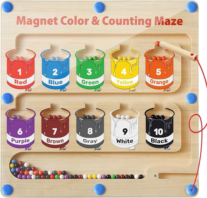 Magnetic Color and Number Maze, Montessori Toys Gift for 3-5 Year Boy Girl by Letapapa