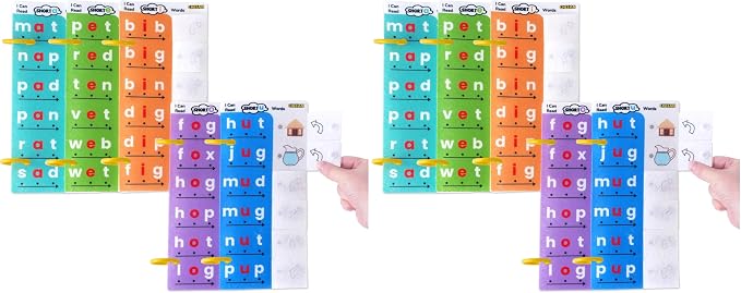 CHEFAN CVC Word Spelling Games, Phonics Flash Card Sight Word Games, Preschool Kindergarten Learning Activities, Montessori Educational Toy Gift for 3 4 5 6 Year Old Kids (Pack of 2) by CHEFAN