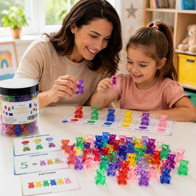 Counting Bears for Kids, 72 PCS Math Counters with Storage Box, Montessori Color Sorting & Counting Toys for Toddlers, Preschool Educational Math Manipulatives for STEM Learning (3 Styles) - Image 8