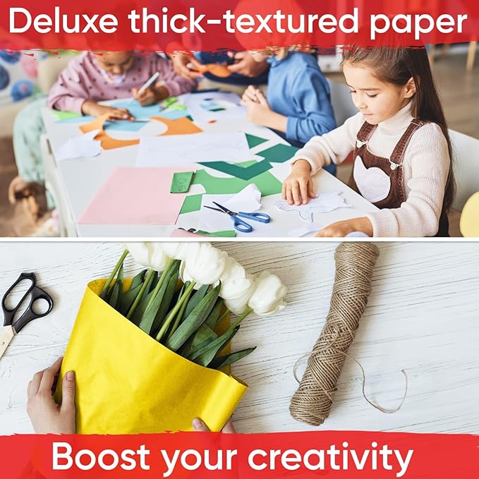 USA Made 24" x 1200" Yellow Kraft Paper Roll, 45 lbs Thickness, American Quality Colored Kraft Paper for School, Poster Arts, Crafts, Bulletin Board Roll - Odorless, Non-Toxic, Safe for Kids