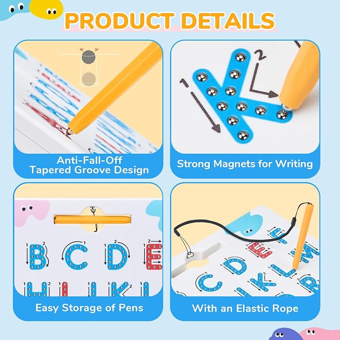 JoyCat Magnetic Letter Tracing Board, Double-Sided ABC Writing Toy for Kids - Image 6