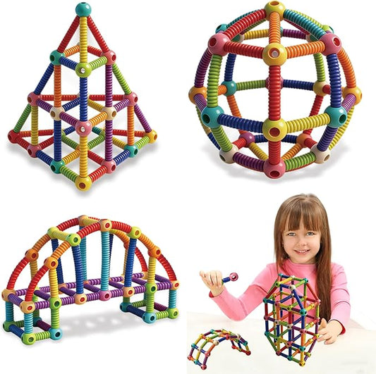 Flexible Building Stick Blocks, 128PCS Building Toys 10 Year Old Boy, Building Rods Blocks Construction Set, Montessori Educational Toy for Boys and Girls by Unknown