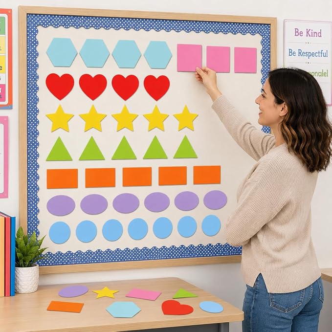 120 Color-Coded Paper Shape Cutouts, 8 Shapes, 3.9-Inch - Image 3