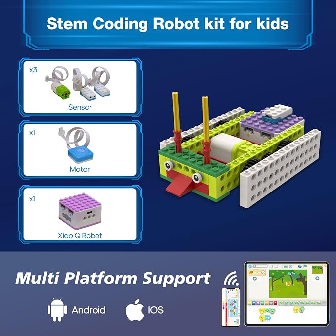 ICQbot 10 in 1 Coding Robot Kit,270+ Piece ScratchJr Learning Educational APP Remote Voice Programming Building Toys for Age 5+ Kids - Image 4