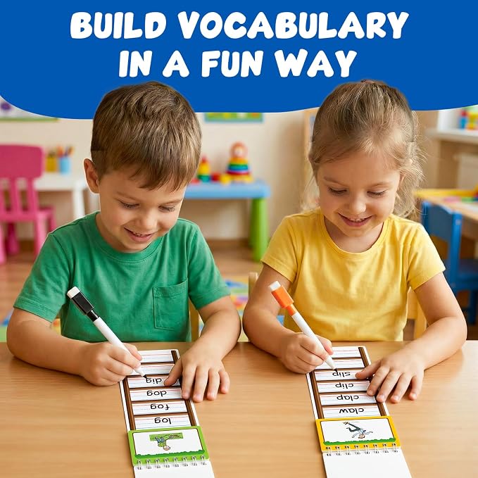 Edulok 30 Word Ladder Flip Books,Phonics Flash Cards,Word Ladders Word Family Build Book,Sight Words Reading Spelling Games Phonics Flip Books for Kids Classroom Homeschool Preschool Learning Activity - Image 3