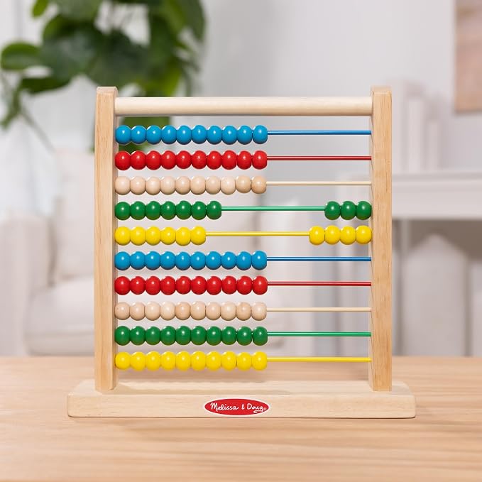 Melissa & Doug Abacus Classic Wooden Toy with 100 Beads - Preschool Learning Activities and Math Games for Kids, Homeschool Essentials for Ages 3+ - Image 9
