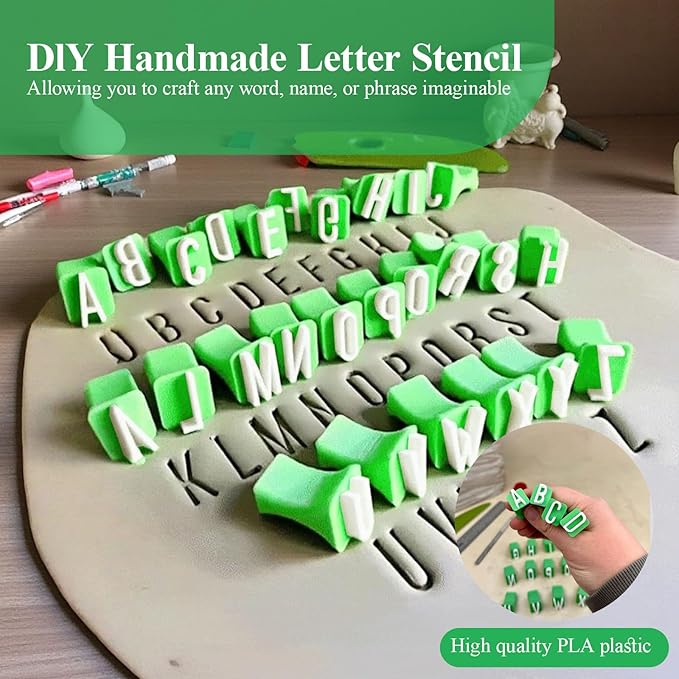 Alphabet Stamps Set for Clay Pottery - Polymer Clay Tools, Uppercase and Lowercase Alphabet Number Symbols Small Press Fondant Embosser DIY Cookie Stamps (Uppercase Alphabet & Numbers)