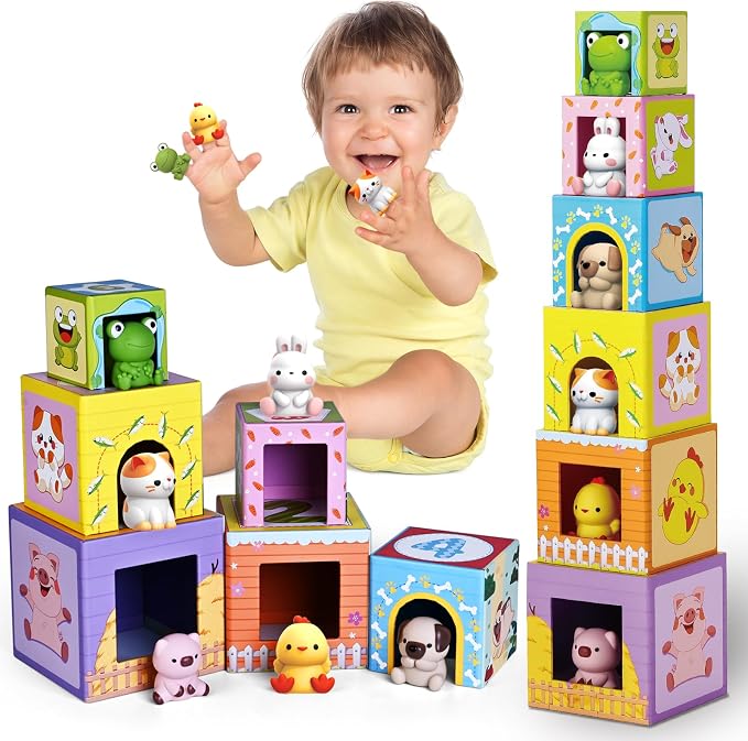 Toddler Farm Animal Sorting and Stacking Toys Gifts for 1-3 Year Olds by WelcomeToShyLizard