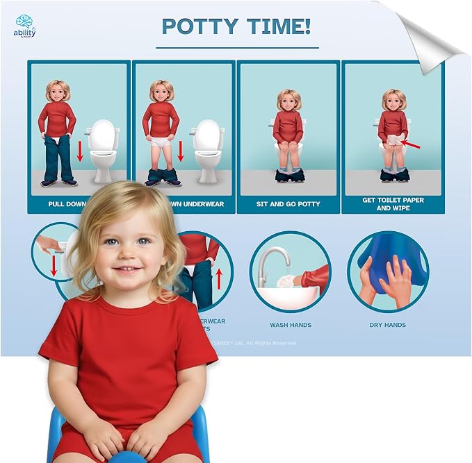 KIARES Potty Training Chart for Toddlers, Visual Bathroom Routine Poster for Kids, Helps Children Gain Independence & Confidence, Toilet Training (Caucasian Girl - Blonde) by Kiares
