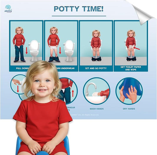 KIARES Potty Training Chart for Toddlers, Visual Bathroom Routine Poster for Kids, Helps Children Gain Independence & Confidence, Toilet Training (Caucasian Girl - Blonde) by Kiares