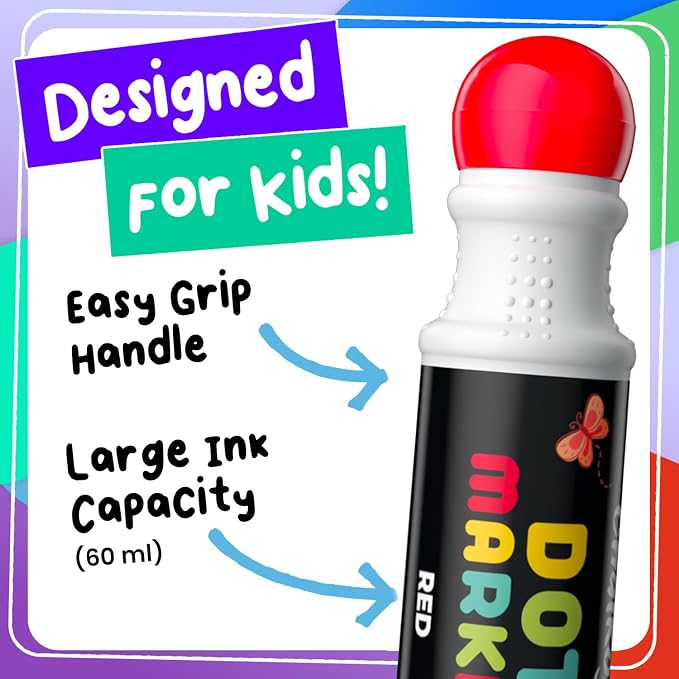 Chalkola 6 Washable Dot Markers for Toddlers 1-3, Non Toxic Kids Art Supply - Image 2