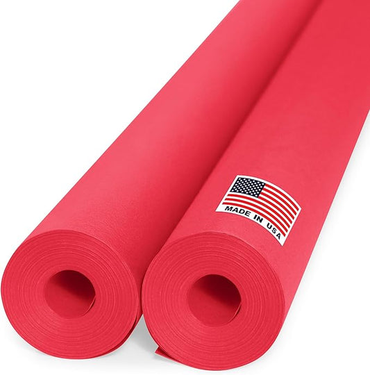 36" x 1200" (100 ft) Red Kraft Paper Roll (Value Pack of 2), 45 lbs Thickness, Made in USA Colored Kraft Paper for School, Bulletin Board - Odorless, Non-Toxic, Safe for Kids