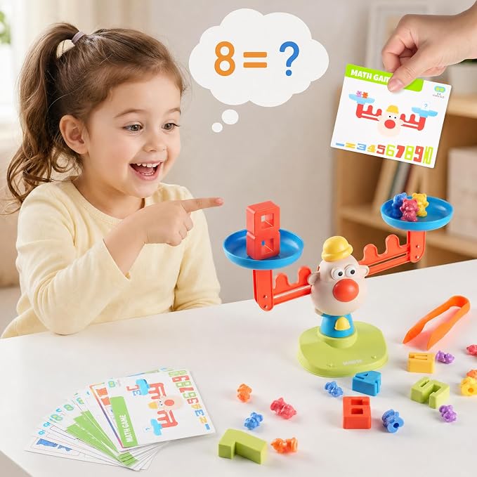 Bmag Balance Counting Toys with Bears Counting Scale for Kids – 3 in 1 Stacking & Balancing Math Game, Montessori STEM Learning Educational Toy for Ages 3-5, Gift (30 Bears, 10 Numberblocks) - Image 2