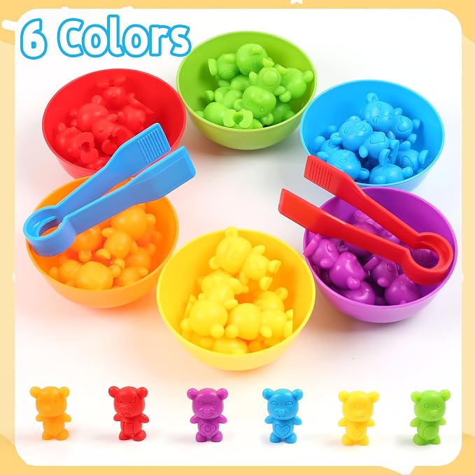 UNIQUE KIDS Counting Matching Game with Sorting Cups, Color Classification and Sensory Training Educational Learning Toys Set Gift for Toddlers Preschool Ages 3 Years and up - Image 2
