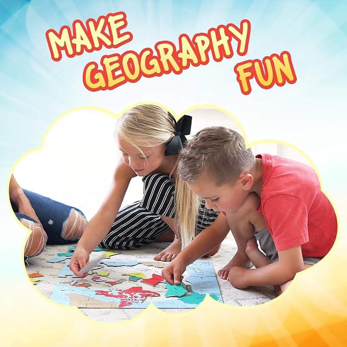 GeoPuzzle 6 Sets Individual Jigsaw Puzzles, Map Puzzle for Kids Ages 6 &Up - Image 2