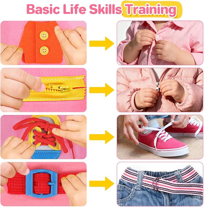 Busy Board Montessori Toys Toddler Girl Gift, Sensory Travel Toy for 1-3 - Image 3