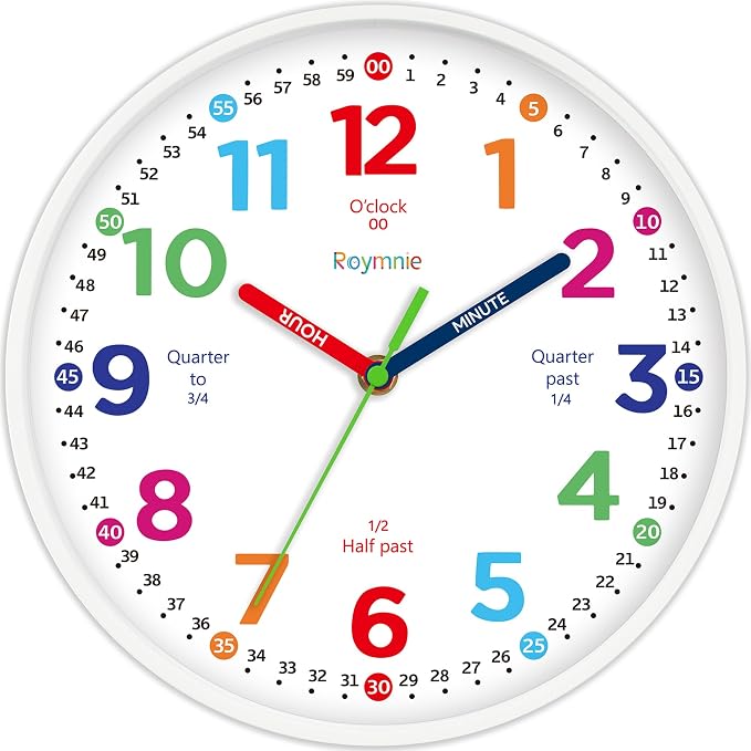 Roymnie Wall Clock for Kids Learning Battery Operated Teaching 8" by Unknown