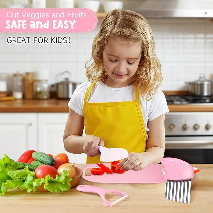 28PCS Toddler Knife Set - Kids Knifes for Real Cooking, Wooden Kids Kitchen Knife Set with Gloves Cutting Board Crinkle Cutters Kid Safe Knives, Toddlers Kitchen Tools (Crocodile 16PCS Set) - Image 3