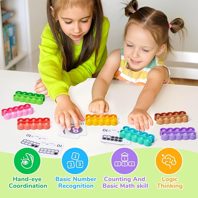 JoyCat 24 Ten Frame Math Manipulatives with 20 Task Cards, Ages 3-5 - Image 5