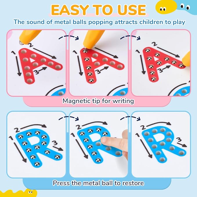 JoyCat Magnetic Letter Tracing Board, Double-Sided ABC Writing Toy for Kids - Image 4