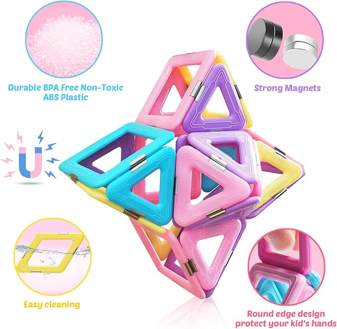 Tolnetr 124PCS Magnetic Tiles Toys for 3 4 5 6 7 8+Year Old Boys Girls - Image 5