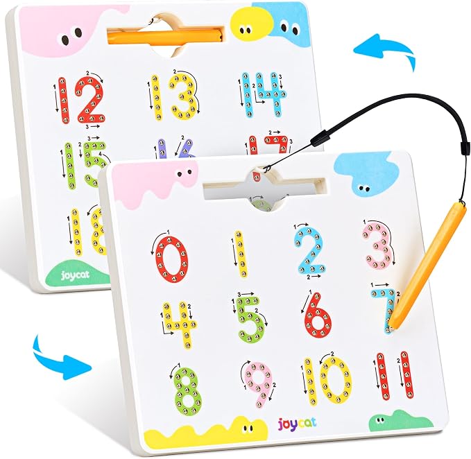 JoyCat Magnetic Number Tracing Board, Double-Sided Numbers 1-20 for Kids by JOYCAT