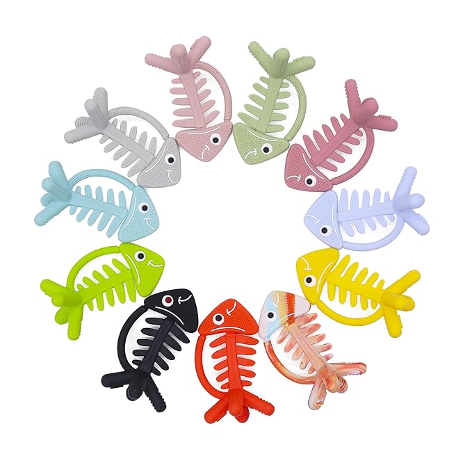3 in 1 Infant Toys, Baby Teething Toys 3–6 6–12 Months, Teethers for Babies 0–3–6–12 Months for Teething Relief, Baby Gift, Baby Teether Toys, Silicone Sensory Toys, USA Patent Pending, Fish Turquise