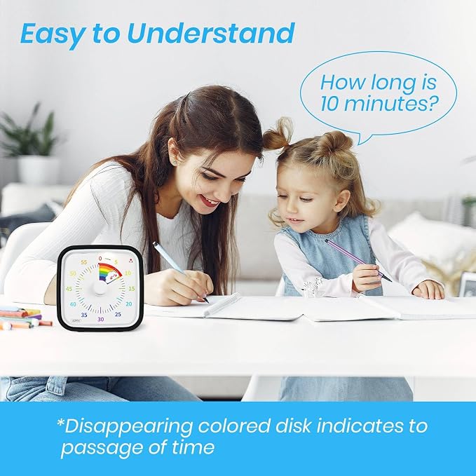 Yunbaoit Rainbow Visual Timer for Kids, 60-min Countdown Timer, Black - Image 2