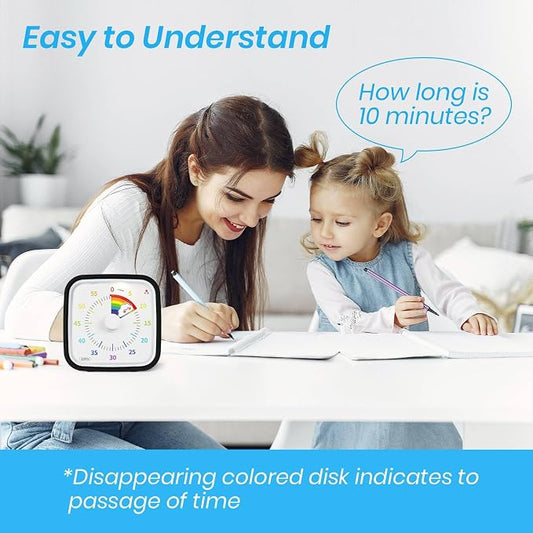 Yunbaoit Rainbow Visual Timer for Kids, 60-min Countdown Timer, Black - Image 2