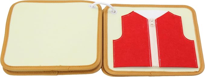 Felt Activity Board Set – Dressing Skills 4 Pieces Montessori-Inspired Ages 3+ | Snap Vest, Zipper Vest, Buckled Shorts & Hook and Loop Shoe | Fine Motor Practical Life Toy with Ring for Preschoolers - Image 3