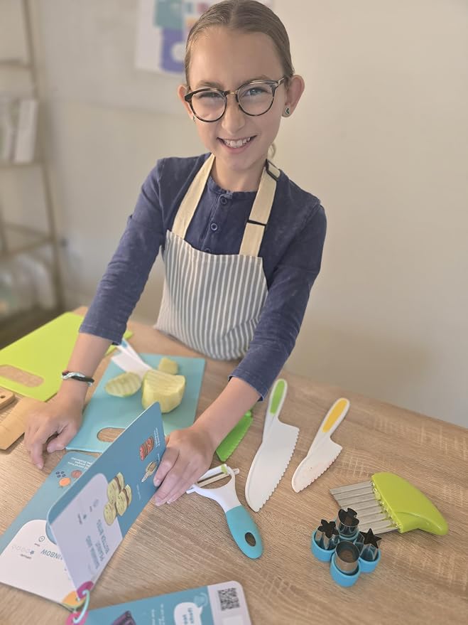 Toddler Safe Knife Set with Recipe Book - Includes Peeler, Cutting Board, and Chopper - Real Kitchen Tools for Kids Ages 4-12 - Image 4