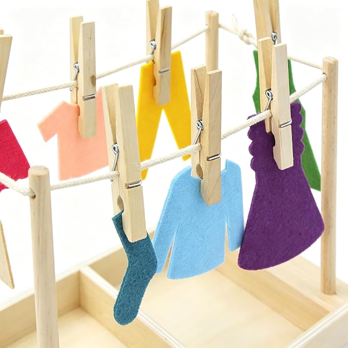 Kiddison Montessori Clothesline Activity Set – Practical Life Clothespin Work for Fine Motor Skills, Preschool & Classroom Use (Casa), Ages 3+ - Image 2