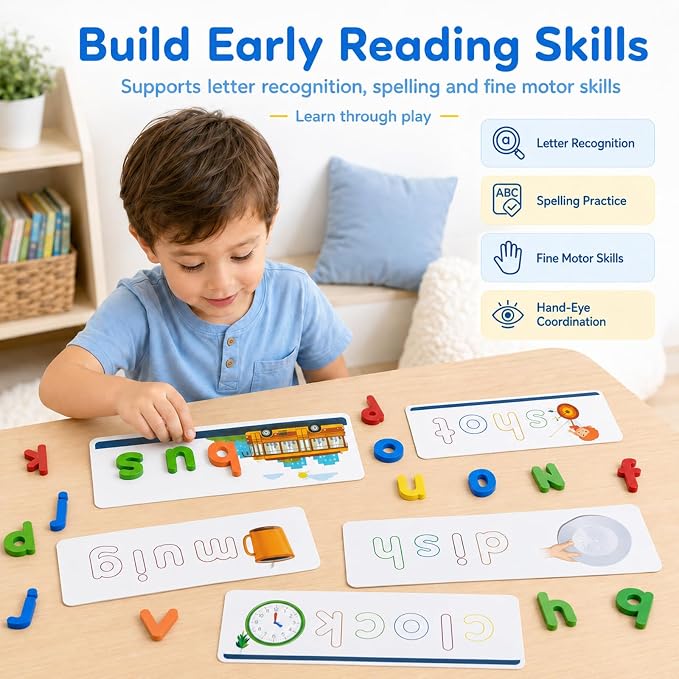 Learning Toys for Boys Girls Age 3 4 5 6, See & Spell CVC Word Spelling Toy - Image 3