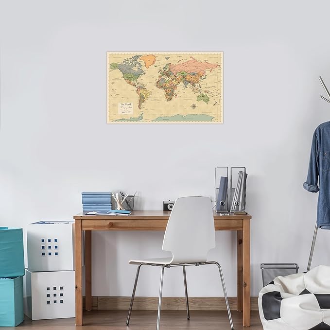 2 Pack - Laminated World Map & US Map Poster Set - Wall Chart Map of the World & United States - Made in the USA [Yellow] - Image 5