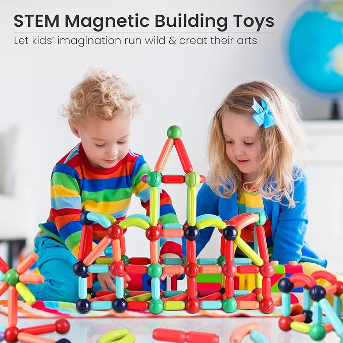 BAKAM Magnetic Building Blocks for Kids Ages 4-8, STEM Construction Toys for Boys and Girls, Large Size Magnetic Sticks and Balls Game Set for Kid’s Early Educational Learning (25PCS) - Image 7