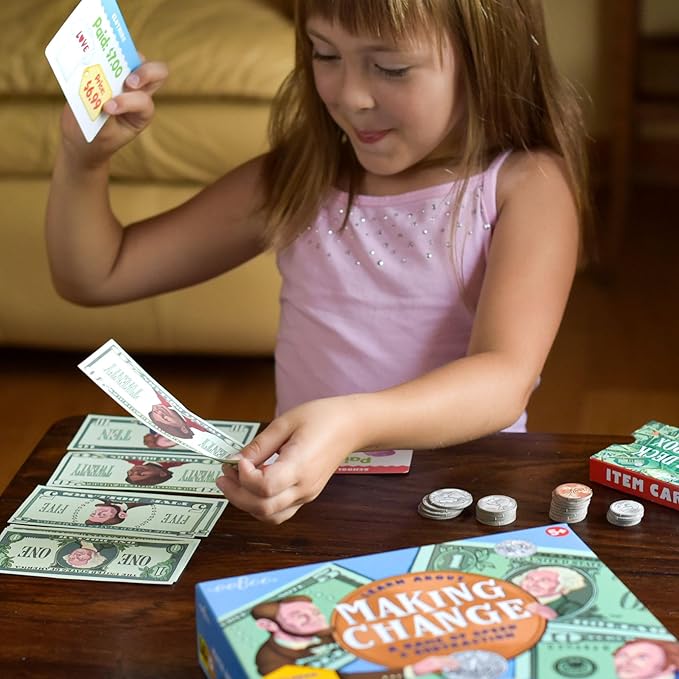eeBoo Making Change Math Game with Play Money, Coins, Ages 5+, 2-4 Players - Image 6