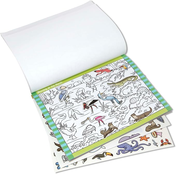 Melissa & Doug Seek & Find Sticker Pad – Animals, 400+ Stickers & 14 Scenes to Color, Search & Find Sticker Activity Pad for Coloring & Matching, Creative Learning Toys for Kids 4+ - FSC Certified - Image 4