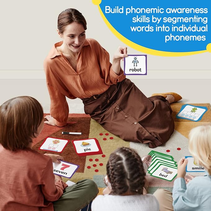 Torlam Elkonin Boxes Phonemic Awareness Phonics Games, Reading Spelling Sound Manipulatives Sight Word Flash Cards, Speech Therapy Toy Kindergarten Elementary Classroom Must Haves Homeschool Supplies - Image 6