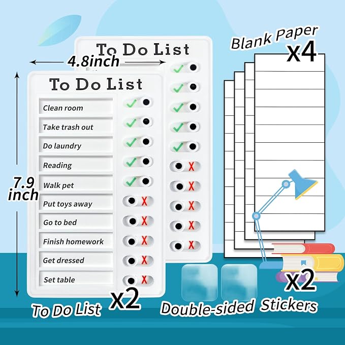2 Pieces Chore Chart for Adults to do List My Chores Checklist Task Board Sliding Routine Chart for Kids Rv Reminder - Image 3