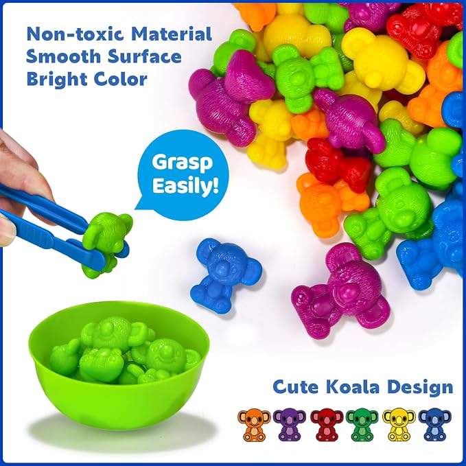 Pairez Toys Counting Toy for Toddlers, 60 Koala Counters with Sorting Bowls - Image 4