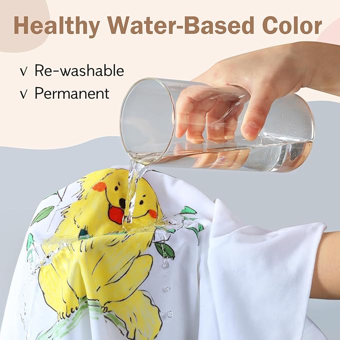 Fabric Markers Permanent for Clothes, Dual Tips Fabric Paint Pens No Bleed for Canvas, T-Shirts, Bags, and Textile - Quick Dry & Non-Toxic for Kids Adults, 5 Pack