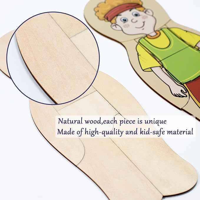 My Body Parts Puzzle for Toddlers Kids Girls Boys Montessori Wooden Anatomy Puzzle 3-5 Years Old Preschool Learning Game Human Body Cognitive Toys - Image 3