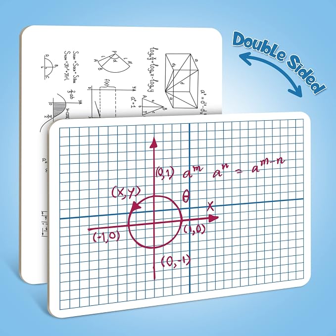 Dry Erase XY Axis Graph Whiteboard,9" x 12" Interactive Learning Coordinate Grid Double-Sided Dry Erase Board,Math Manipulatives White Board for Students,Classroom and Home,Small White Board Dry Erase - Image 2