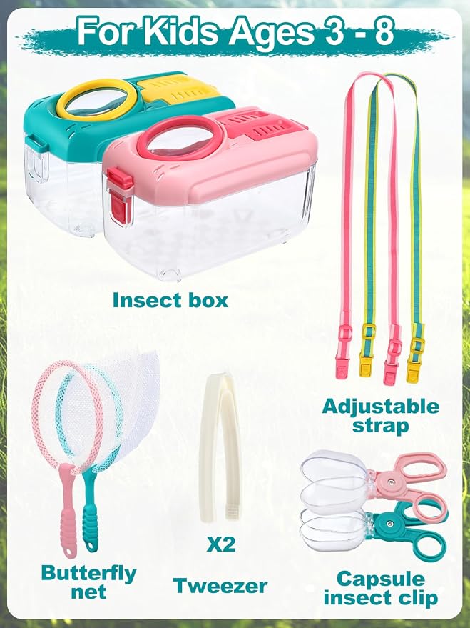 2 Sets Bug Catcher for Kids, Bug Catching Kit Gifts with Butterfly Net Toys - Image 6