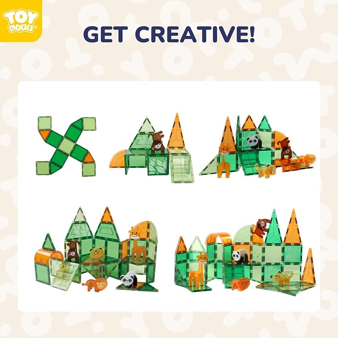 TOY Life 56-Piece Animal Magnetic Tile Building Set, STEM Toy, Ages 3+ - Image 2