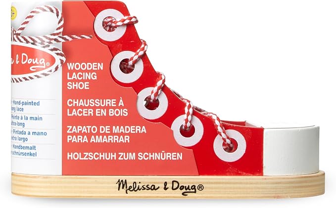 Melissa & Doug Deluxe Wood Lacing Sneaker - Learn to Tie a Shoe Educational Toy - Image 3