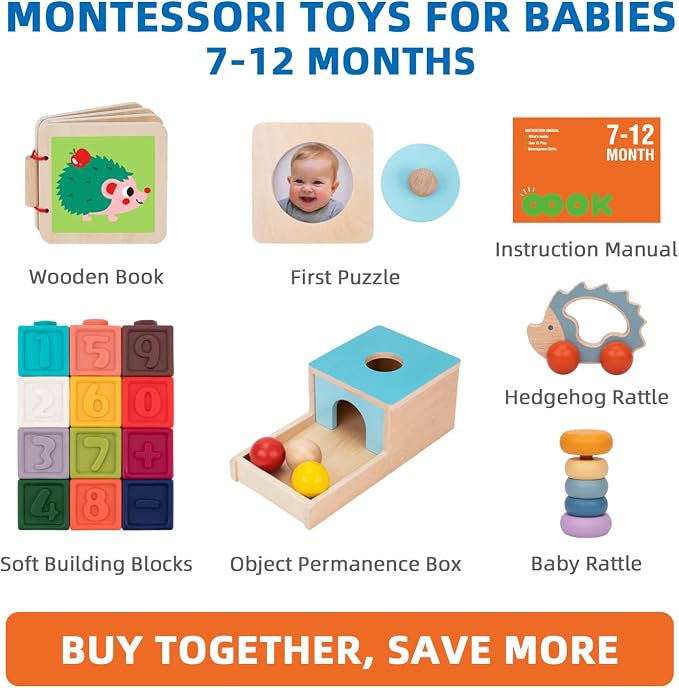 TOOKYLAND Montessori Toys for Babies 6-12 Months, 7 in 1 Learning Toy Set - Image 2