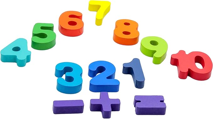 Skoolzy Rainbow Wooden Numbers Puzzle 13 Piece Set - Kids Can Learn Addition Subtraction Educational Counting Math Montessori Toys for Toddlers Preschool Wood Toy Learning Blocks for Kids Ages 3+