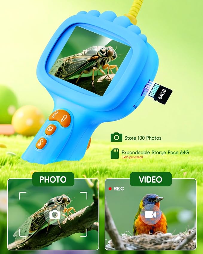 Borescope Snake Camera with Light for Kids, Outdoor Educational STEM Toys, Science Gifts for 5 Year Old Boy, Camping Nature Activities, Best Birthday Gift for Boys, Girls Ages 4,5,6,7,8,9,10(Blue) - Image 2